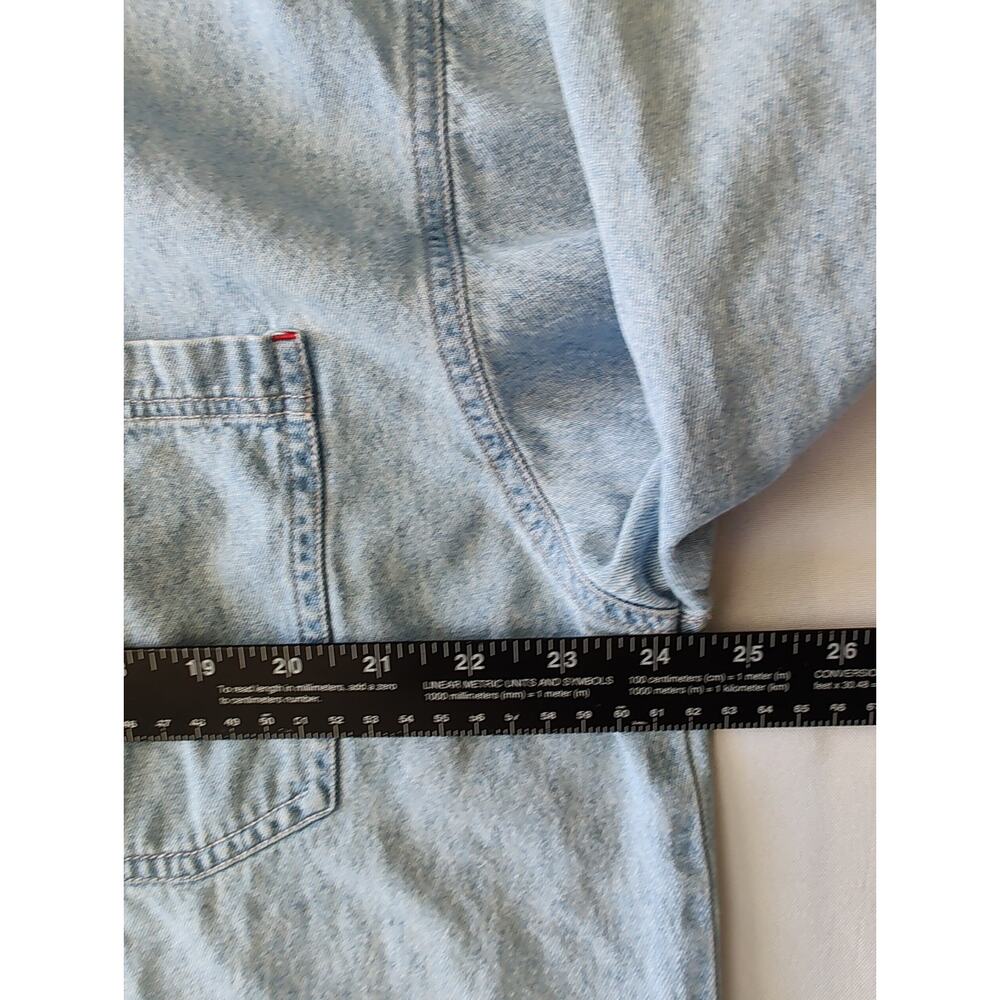 Levi's Men's L Solid Blue Denim Button-Up Shirt Long Sleeve Pockets - Picture 10 of 15
